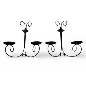 Double Arm Brown Iron Metal Candle Holders Wall Sconces
